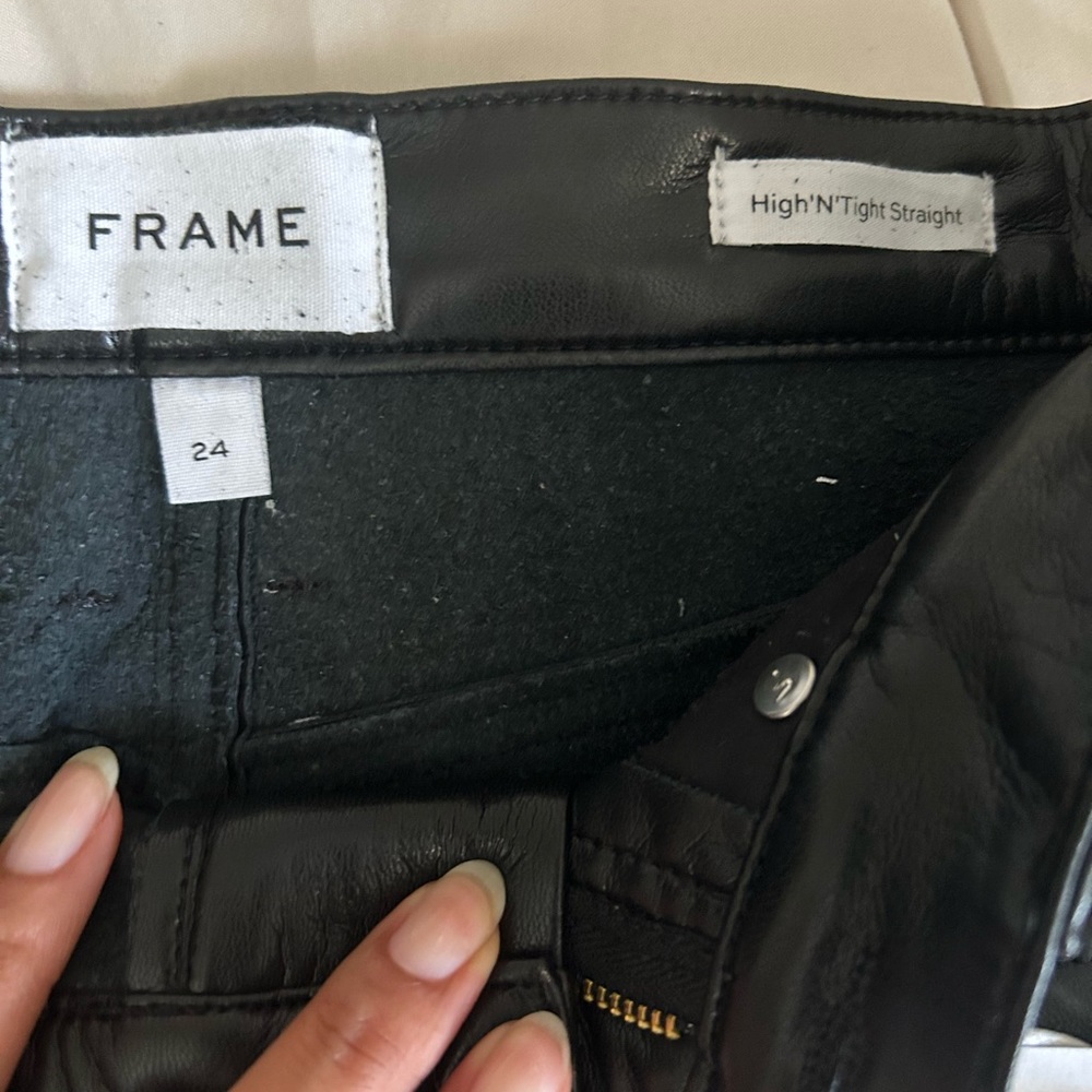 Frame | High n tight straight recycled leather pants! - Picture 2 of 4